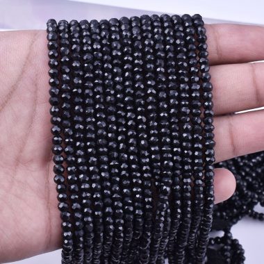 black spinel rondelle beads