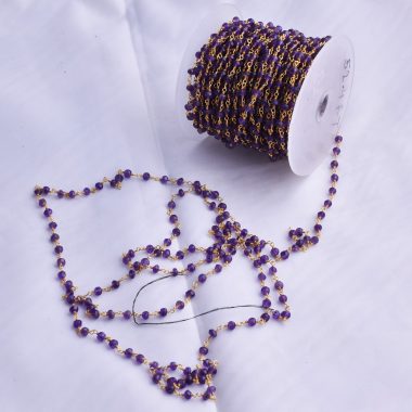 amethyst beaded rosary chain