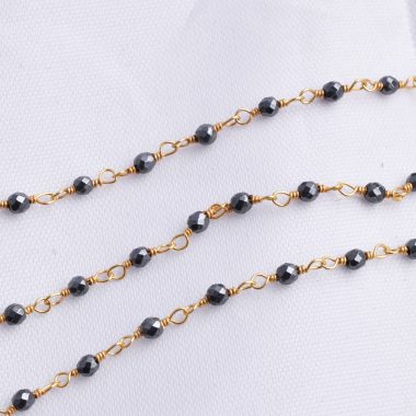 black hematite rosary chain