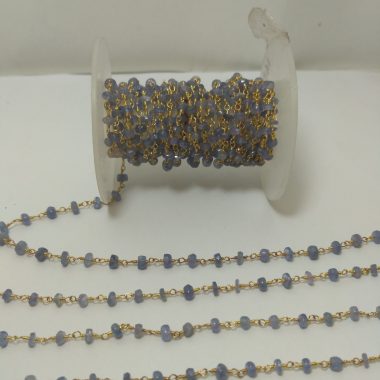tanzanite beaded rosary chain