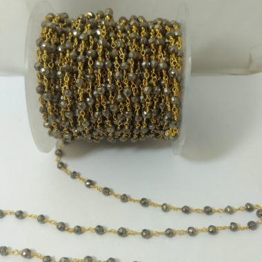 pyrite rondelle rosary chain